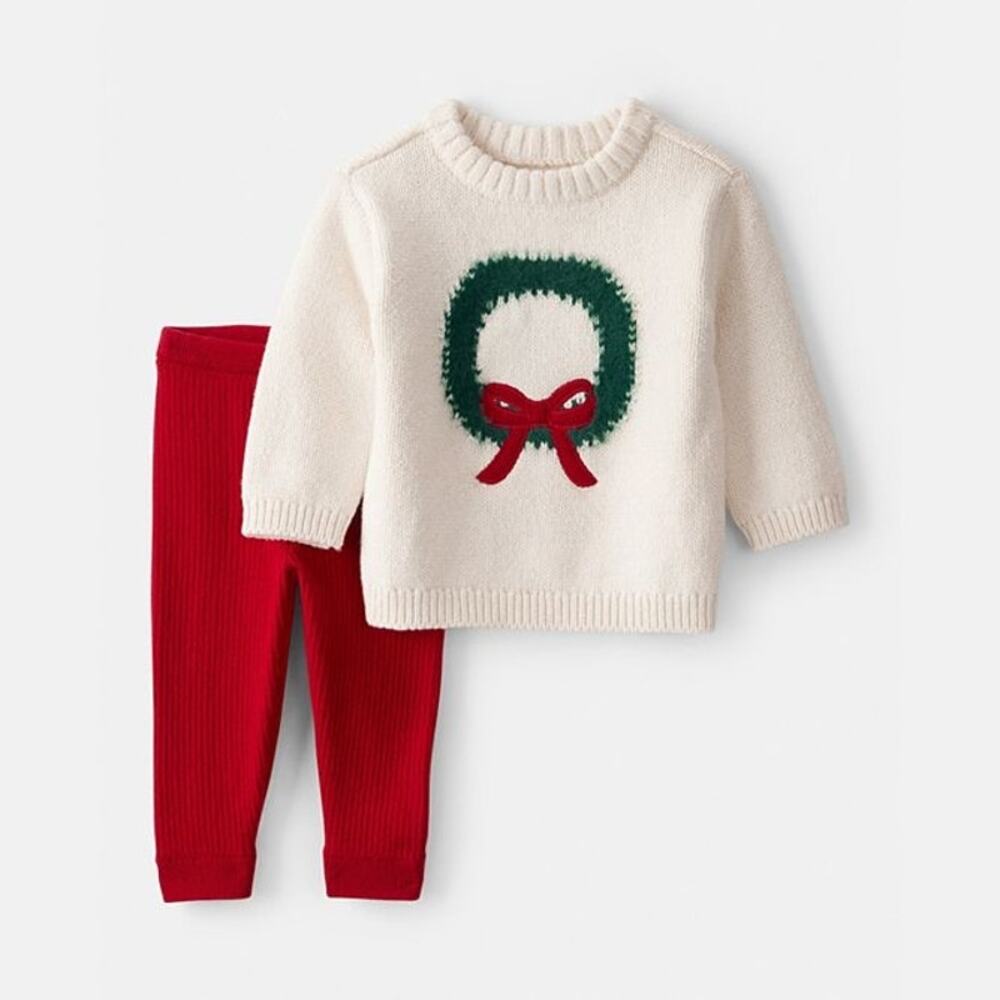 NEW! Carter's Size 6M Girls 2-pc. Wreath Long Sleeve Sweater & Pant Leggings Set